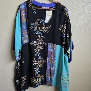 ART TO WEAR Lagenlook MISSION CANYON Tunic Blouse One Size Hand Painted